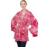 Background Peace Doodles Graphic Long Sleeve Velvet Kimono 