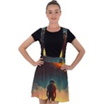 Leadership Alien Soldier Warrior Fantasy Velvet Suspender Skater Skirt