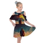 Leadership Alien Soldier Warrior Fantasy Kids  Shoulder Cutout Chiffon Dress
