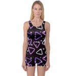 Abstract Background Graphic Pattern One Piece Boyleg Swimsuit