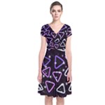 Abstract Background Graphic Pattern Short Sleeve Front Wrap Dress