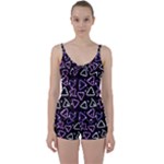 Abstract Background Graphic Pattern Tie Front Two Piece Tankini