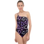 Abstract Background Graphic Pattern Classic One Shoulder Swimsuit