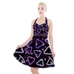 Abstract Background Graphic Pattern Halter Party Swing Dress 