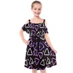 Abstract Background Graphic Pattern Kids  Cut Out Shoulders Chiffon Dress