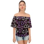 Abstract Background Graphic Pattern Off Shoulder Short Sleeve Top