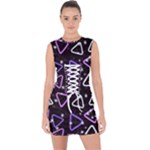 Abstract Background Graphic Pattern Lace Up Front Bodycon Dress