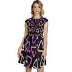 Abstract Background Graphic Pattern Cap Sleeve High Waist Dress