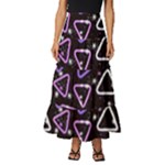 Abstract Background Graphic Pattern Tiered Ruffle Maxi Skirt