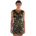 Background Graphic Art Wrap Front Bodycon Dress