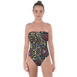 Background Graphic Art Tie Back One Piece Swimsuit
