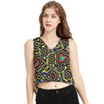 Background Graphic Art V-Neck Cropped Tank Top