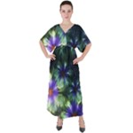 Fractalflowers V-Neck Boho Style Maxi Dress