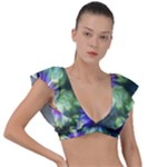Fractalflowers Plunge Frill Sleeve Bikini Top