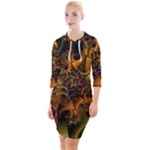Digitalartflower Quarter Sleeve Hood Bodycon Dress