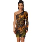 Digitalartflower Long Sleeve One Shoulder Mini Dress