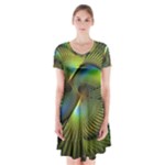 Digitalart  Waves Short Sleeve V-neck Flare Dress