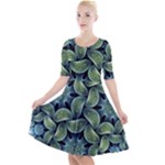 Digitalartflower Quarter Sleeve A-Line Dress