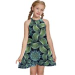 Digitalartflower Kids  Halter Collar Waist Tie Chiffon Dress