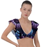 Digitalart Kaleidoscope Plunge Frill Sleeve Bikini Top