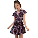 Digitalart Kaleidoscope Flutter Sleeve Wrap Dress