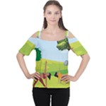 Mother And Daughter Yoga Art Celebrating Motherhood And Bond Between Mom And Daughter. Cutout Shoulder Tee