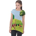 Mother And Daughter Yoga Art Celebrating Motherhood And Bond Between Mom And Daughter. Cap Sleeve High Low Top