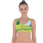 Mother And Daughter Yoga Art Celebrating Motherhood And Bond Between Mom And Daughter. Cross String Back Sports Bra