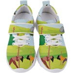 Mother And Daughter Yoga Art Celebrating Motherhood And Bond Between Mom And Daughter. Kids  Velcro Strap Shoes