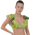 Mother And Daughter Yoga Art Celebrating Motherhood And Bond Between Mom And Daughter. Plunge Frill Sleeve Bikini Top