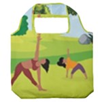 Mother And Daughter Yoga Art Celebrating Motherhood And Bond Between Mom And Daughter. Premium Foldable Grocery Recycle Bag