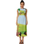 Mother And Daughter Yoga Art Celebrating Motherhood And Bond Between Mom And Daughter. Sleeveless Round Neck Midi Dress