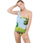 Mother And Daughter Y Frilly One Shoulder Swimsuit