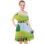 Mother And Daughter Y Kids  Cut Out Shoulders Chiffon Dress