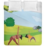 Mother And Daughter Yoga Art Celebrating Motherhood And Bond Between Mom And Daughter. Duvet Cover Double Side (California King Size)