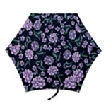 Elegant purple pink peonies in dark blue background Mini Folding Umbrellas