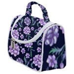 Elegant purple pink peonies in dark blue background Satchel Handbag
