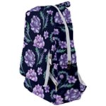 Elegant purple pink peonies in dark blue background Travelers  Backpack