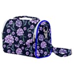 Elegant purple pink peonies in dark blue background Satchel Shoulder Bag