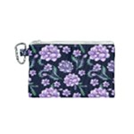 Elegant purple pink peonies in dark blue background Canvas Cosmetic Bag (Small)