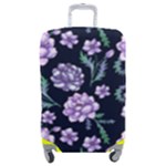 Elegant purple pink peonies in dark blue background Luggage Cover (Medium)