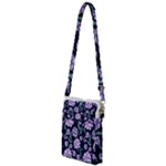Elegant purple pink peonies in dark blue background Multi Function Travel Bag