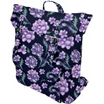 Elegant purple pink peonies in dark blue background Buckle Up Backpack
