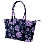 Elegant purple pink peonies in dark blue background Canvas Shoulder Bag