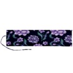 Elegant purple pink peonies in dark blue background Roll Up Canvas Pencil Holder (L)