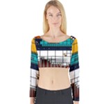 Abstract Statistics Rectangles Classification Long Sleeve Crop Top
