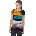 Abstract Statistics Rectangles Classification Cap Sleeve High Low Top