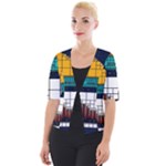 Abstract Statistics Rectangles Classification Cropped Button Cardigan