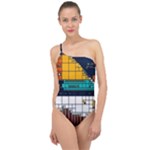 Abstract Statistics Rectangles Classification Classic One Shoulder Swimsuit