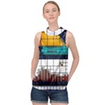 Abstract Statistics Rectangles Classification High Neck Satin Top